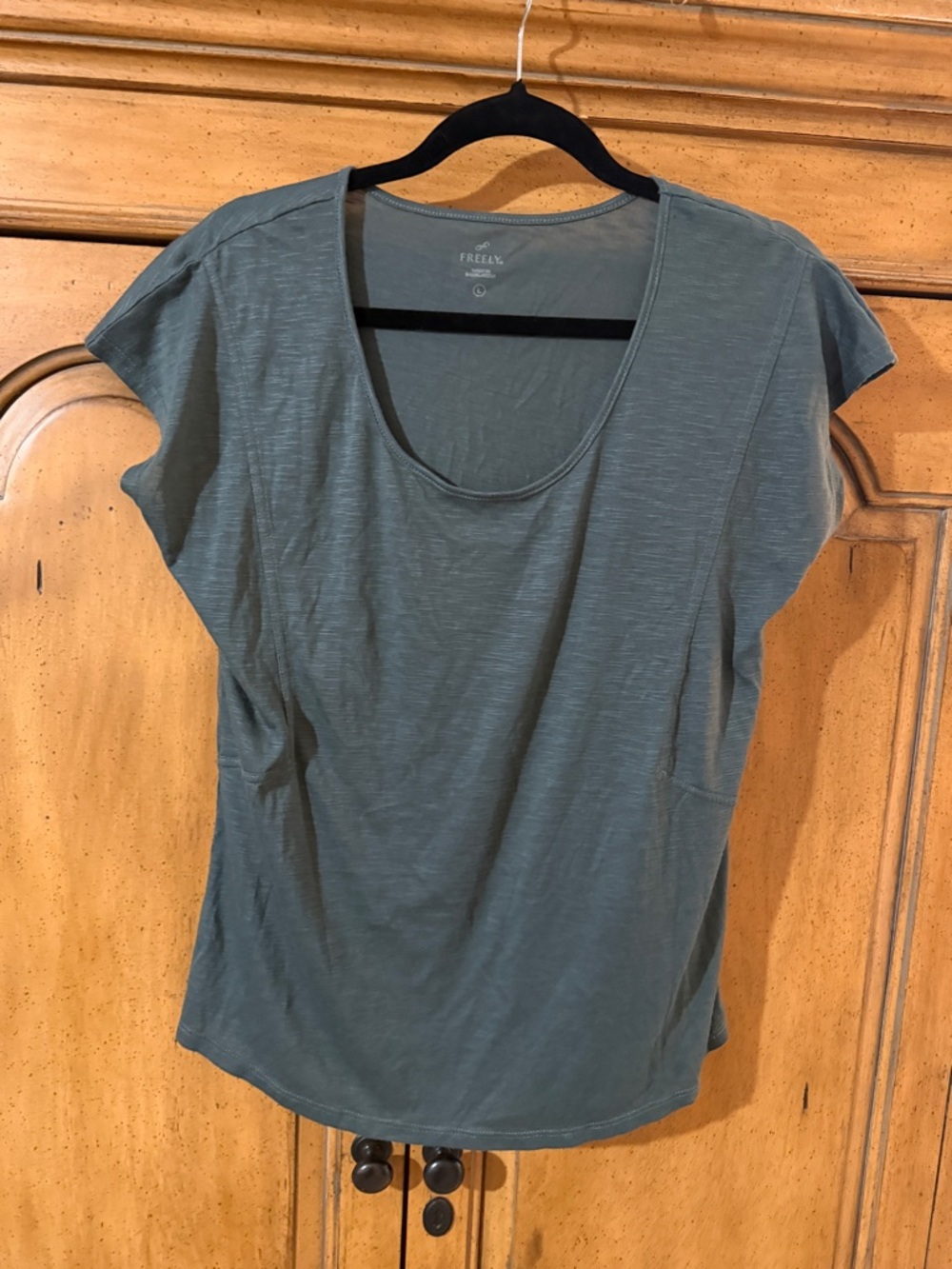 Free Fly Scoop Neck Tee in Slate Green- L